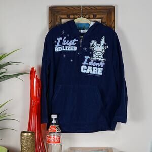 Vintage Y2k Happy Bunny I Don't Care fleece pullover 2X